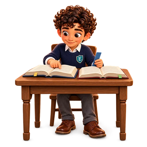 Eli checks a book as you search the library.